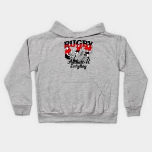 Rugby player– Drop, Pass, Run - Attitude is everything Kids Hoodie